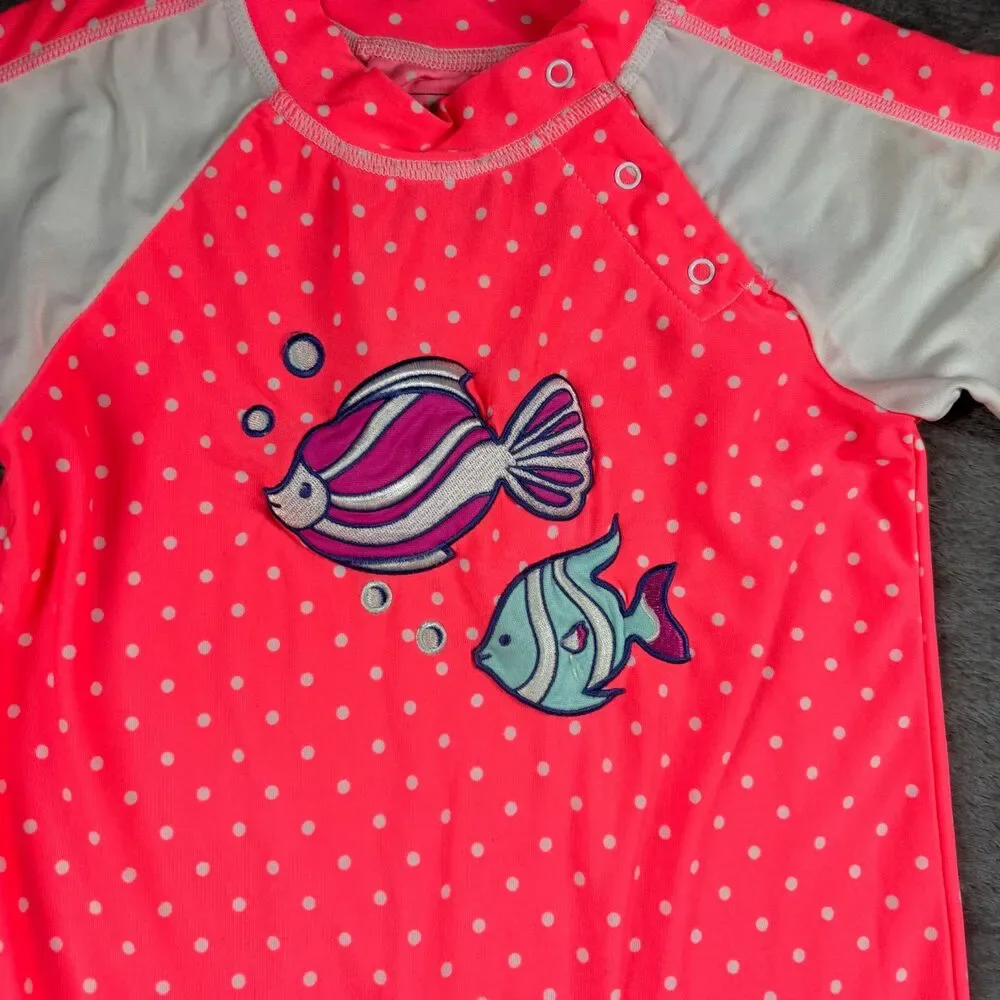 Coolibar Baby Beach One Piece Swimsuit UPF 50+ Polka Dot Fish 18-24 Months P298